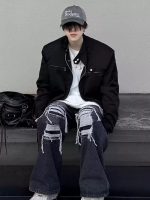Padded Shoulder Functional Jacket for Men – Short Loose Vibe Stand Collar Street Style - Image 4