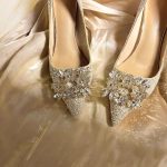 Champagne Crystal Bridal High Heels – Dual Wear Wedding Shoes & Gown, Comfortable Rhinestone Pumps - Image 3