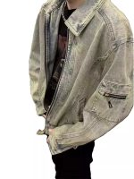 Men’s Vintage High-Street Cropped Denim Jacket - Image 2