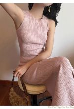 Women's Sleeveless Slim Fit Waist-Cinched Slit Bodycon Maxi Dress - Image 4