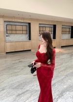 Women's Lace Hollow Square Neck Flared Sleeve Slim Bodycon Dress - Image 10