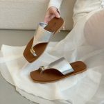 Elegant Toe Ring Flat Sandals – Fashion Casual Slip-On Beach Slides for Women - Image 18
