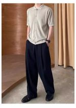 Linen Blend Relaxed Straight-Leg Trousers for Men - Image 8