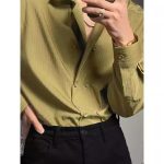 Italian Neapolitan Style Slim Fit Striped Shirt – Men's Light Luxury Long Sleeve Dress Shirt