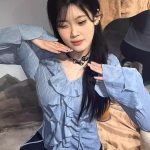Women’s V-Neck Ruffle Long Sleeve Shirt – 2025 Spring Summer Slim Fit Sun Protection Top