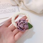 Rose Camellia Floral Scrunchie Hair Tie Elastic Hair Band - Image 11
