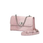 High-End Pink Crocodile Pattern Small Square Chain Shoulder Bag – Niche Design Versatile Crossbody Bag for Women - Image 6