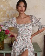 Niche Design Backless Floral Seaside Dress for Women – Elegant Flowy Vacation Style - Image 3