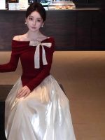 Red Off Shoulder Knit Top Women Slim Fit Elegant Base Layer - Image 3