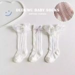 Spring Summer Grey Bow Cotton Slouch Socks - Image 7