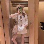 White Lace Trim Patchwork Casual Shorts for Women - Image 4