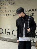 Padded Shoulder Functional Jacket for Men – Short Loose Vibe Stand Collar Street Style - Image 2