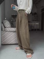 Linen Blend Relaxed Straight-Leg Trousers for Men - Image 12