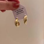 Irregular Gold Minimalist Hoop Stud Earrings - Image 2