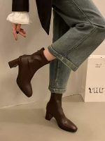 Women's Soft Leather Chunky Heel Slim-Fit Chelsea Ankle Boots - Image 21