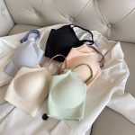 Seamless Contrast Color Latex Cotton Bra – Breathable, Fixed Cup, Side Lift - Image 2