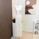 Women's White V-Neck Knit Camisole Slim Fit Bodycon Dress - Image 7