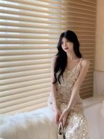 French Style Jacquard Embroidered Slip Dress – Elegant Spring Summer Women's Midi Dress - Image 7