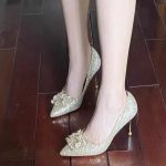 Champagne Crystal Bridal High Heels – Dual Wear Wedding Shoes & Gown, Comfortable Rhinestone Pumps - Image 5