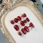 Handmade Christmas Apple Press-On Nails – Short High-End Nail Art Series - Image 7