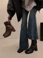 Square Toe Stretch Ankle Boots genuine leather - Image 7