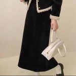 Fleece Lined Tweed Style Two Piece Outfit Slimming Jacket and Skirt Set - Image 6