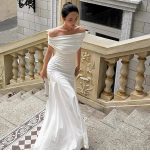 Women’s Color-Block Pleated Off-Shoulder Maxi Dress - Image 2
