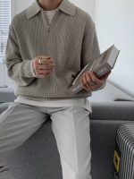 Men’s Oversized Half-Zip Polo Knit Sweater - Image 5