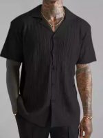 Men’s Ice Silk Knitted Short Sleeve T-Shirt Cardigan – Summer Lightweight Korean Style - Image 3
