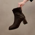 Square Toe Stretch Ankle Boots genuine leather - Image 5