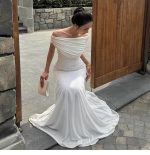 Women’s Color-Block Pleated Off-Shoulder Maxi Dress - Image 7
