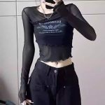 Women’s American Retro Irregular Long Sleeve T-Shirt – Slim Fit Autumn Layering Top - Image 3