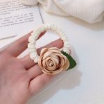 Rose Camellia Floral Scrunchie Hair Tie Elastic Hair Band - Image 6