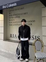 Padded Shoulder Functional Jacket for Men – Short Loose Vibe Stand Collar Street Style - Image 6