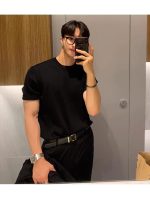 Men’s Slim Fit Ice Silk Striped Knit T-Shirt – Lightweight Draped Short Sleeve Top - Image 8