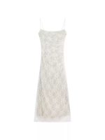 Women's White Lace Backless Ruched Camisole Bodycon Maxi Dress - Image 11