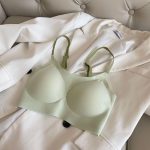 Seamless Contrast Color Latex Cotton Bra – Breathable, Fixed Cup, Side Lift - Image 7
