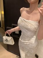 Women's White Lace Backless Ruched Camisole Bodycon Maxi Dress - Image 10