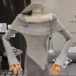 Women’s Floral Off-Shoulder Asymmetric Knit Top - Image 2