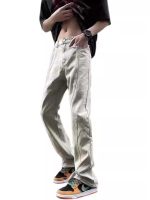 Men’s Vintage Yellow Mud Wash Loose Straight Denim Pants - Image 6