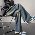 American Retro Hong Kong Style Men's Jeans – Loose Wide-Leg Straight Streetwear Pants - Image 2
