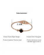 Four Leaf Clover Titanium Steel Rose Gold Open Bracelet for Women - Image 16