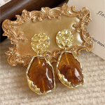 High-end retro coffee-colored earrings celebrity hot style temperament earrings - Image 6