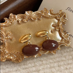 High-end retro coffee-colored earrings celebrity hot style temperament earrings - Image 8