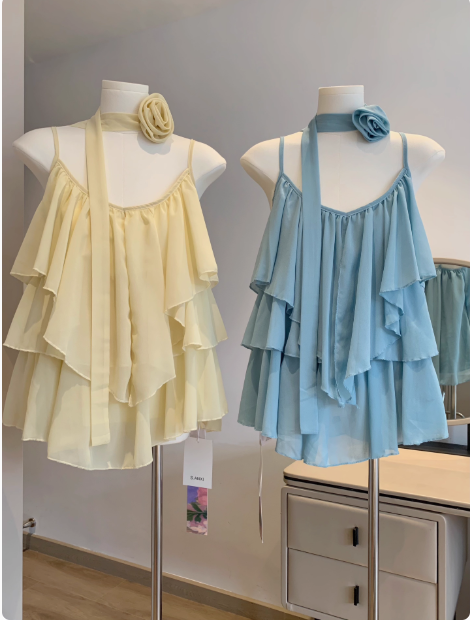 Screenshot2025-05-07155818 Korean Ruffled Chiffon Camisole – Dopamine-Inspired Pure Desire Style - Image 1