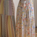 Floral Cotton-Silk Loose Skirt