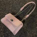 High-End Pink Crocodile Pattern Small Square Chain Shoulder Bag – Niche Design Versatile Crossbody Bag for Women