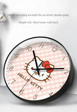 Cute Hello Kitty wall clock for children's room, fun quartz clock for kids' room, small fresh cartoon design, no-drill installation - Image 3