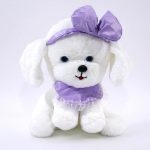 Adorable White Maltese Puppy Plush Toy – Soft Huggable Dog Stuffed Animal with Purple Bow - Image 2