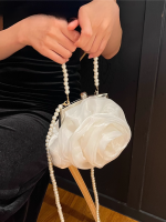 Vintage Pearl Camellia Round Handbag - Image 5